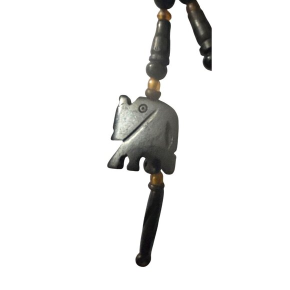 Vintage Pier One 8 Hand Carved Elephant-Themed Beaded Napkin Rings Dining - Picture 9 of 12